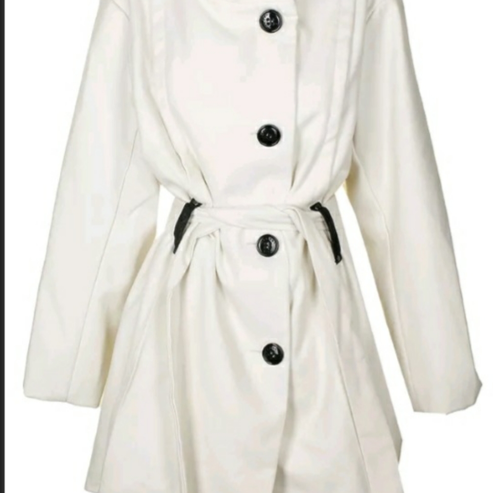 COPY - Madden Girl Junior's Belted Skirted Long Sleeves Coat | Color Ivory  siz…